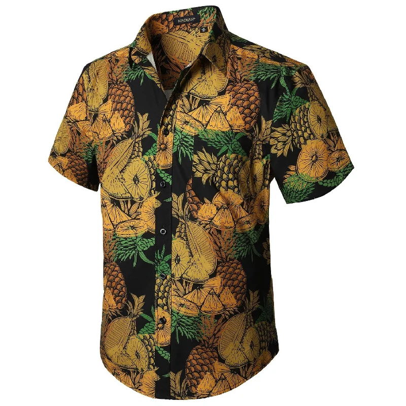 Men's Pocket T-Shirts for Added FunctionalitySummer Hawaiian Shirts with Pocket - 09-YELLOW/BLACK