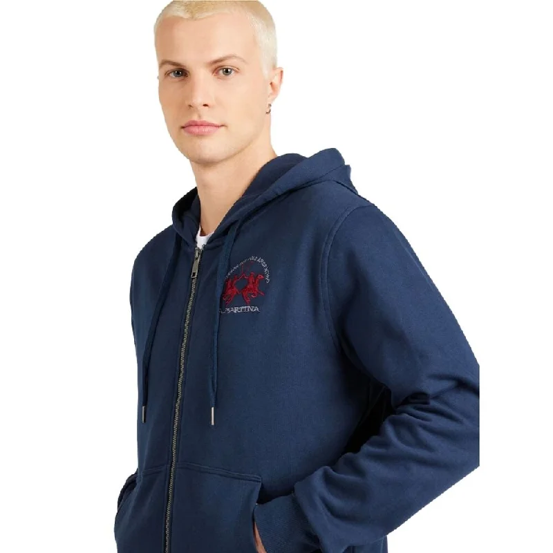 Men's Sweaters with Ribbed CuffsLa Martina Elegant Full Zip Cotton Men's Hoodie