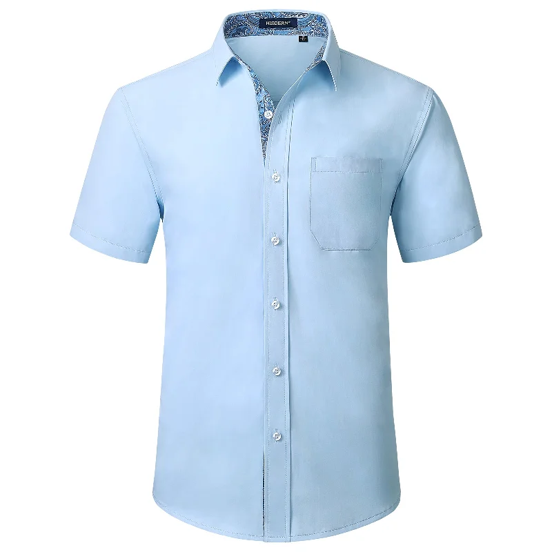 Men's Hunting Shirts for Camouflage and ComfortMen's Short Sleeve Shirt with Pocket - B1-BLUE