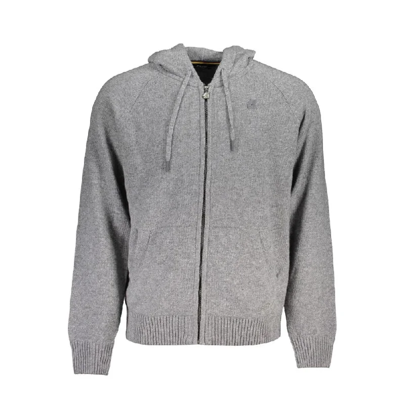 Essential Men's V-Neck SweatersK-WAY Gray Wool Men's Sweater