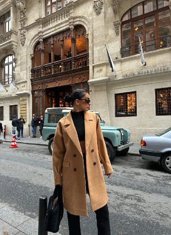 Vera Knee Length Coat Beige