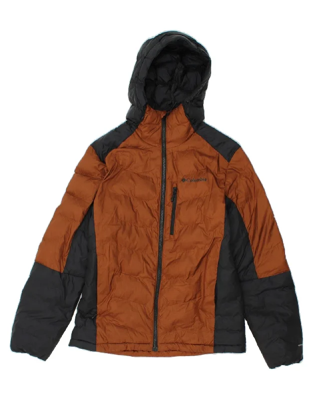 Elegant Men's Wool CoatsCOLUMBIA Mens Omni-Heat Hooded Padded Jacket UK 38 Medium Brown