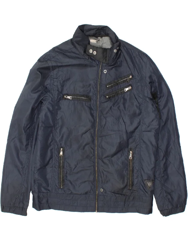 Men's Coats for Snowy WeatherGUESS Mens Windbreaker Jacket UK 40 Large Navy Blue Polyester Men's Coats for Snowy WeatherGUESS Mens Windbreaker Jacket UK 40 Large Navy Blue Polyester